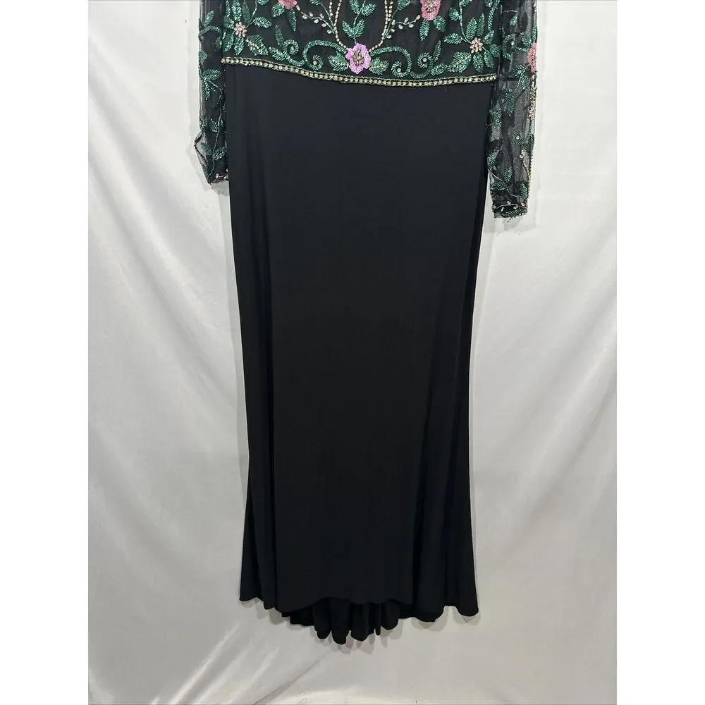 NWT $698 Mac Duggal [ 18 ]‎ Beaded Illusion High Neck Trumpet Gown Black #G1884 - Picture 12 of 16